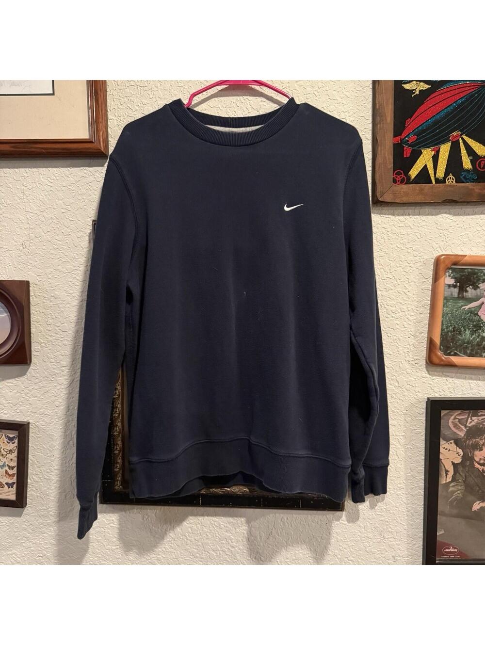 Vintage 00s Nike Sportswear Club Fleece Sweatshirt Mens Size Medium Black Swoosh